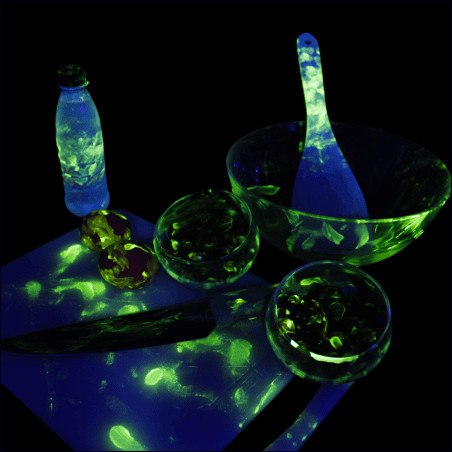 Hygiène des mains gel invisible UV vert